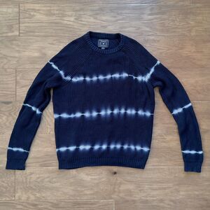 American Eagle Outfitters Sweater Men's Size M Navy White Striped Tie Dye